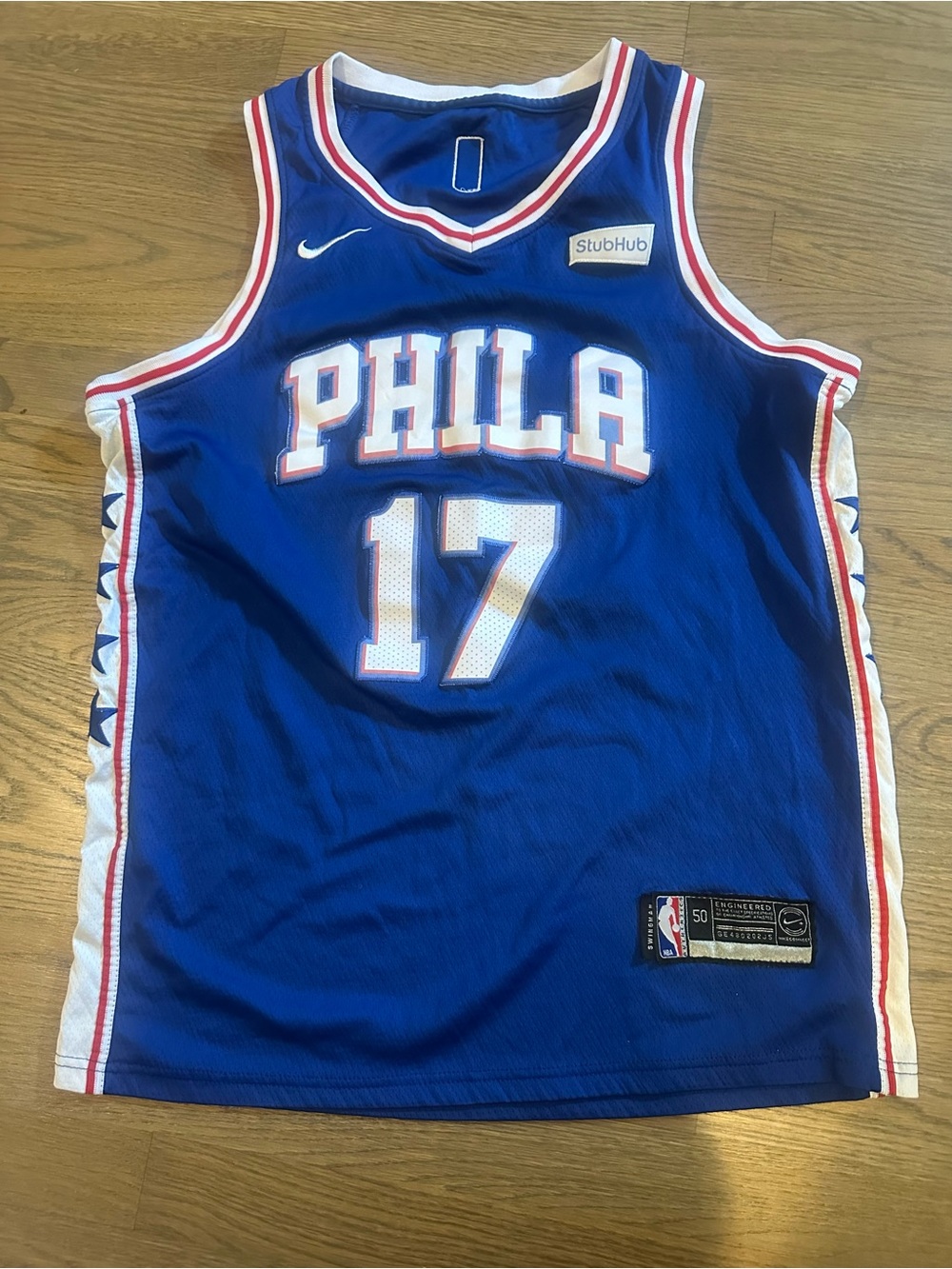 Nike JJ Redick #17 Philadelphia 76ers NBA Swingman Jersey Blue Size 50, size L